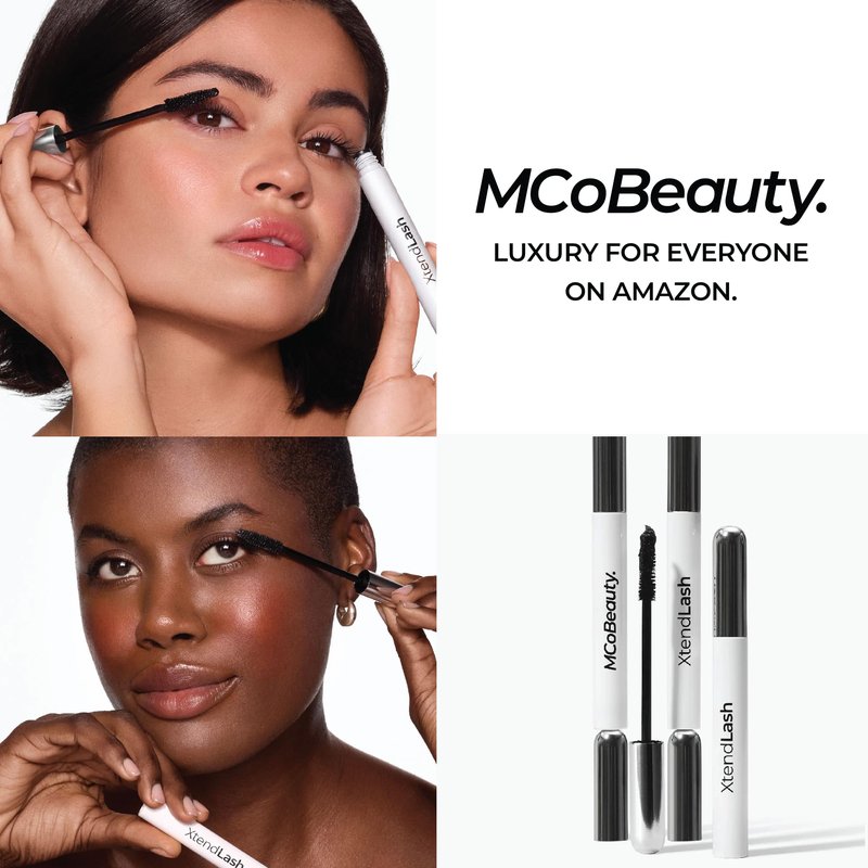 MCoBeauty XtendLash Tubing Mascara - Black - Tubular Lengthening, Volume & Curl - High Definition Lashes - Smudge Proof Water Resistant - Flake Free Glossy Buildable Eye Makeup - Vegan & Cruelty Free