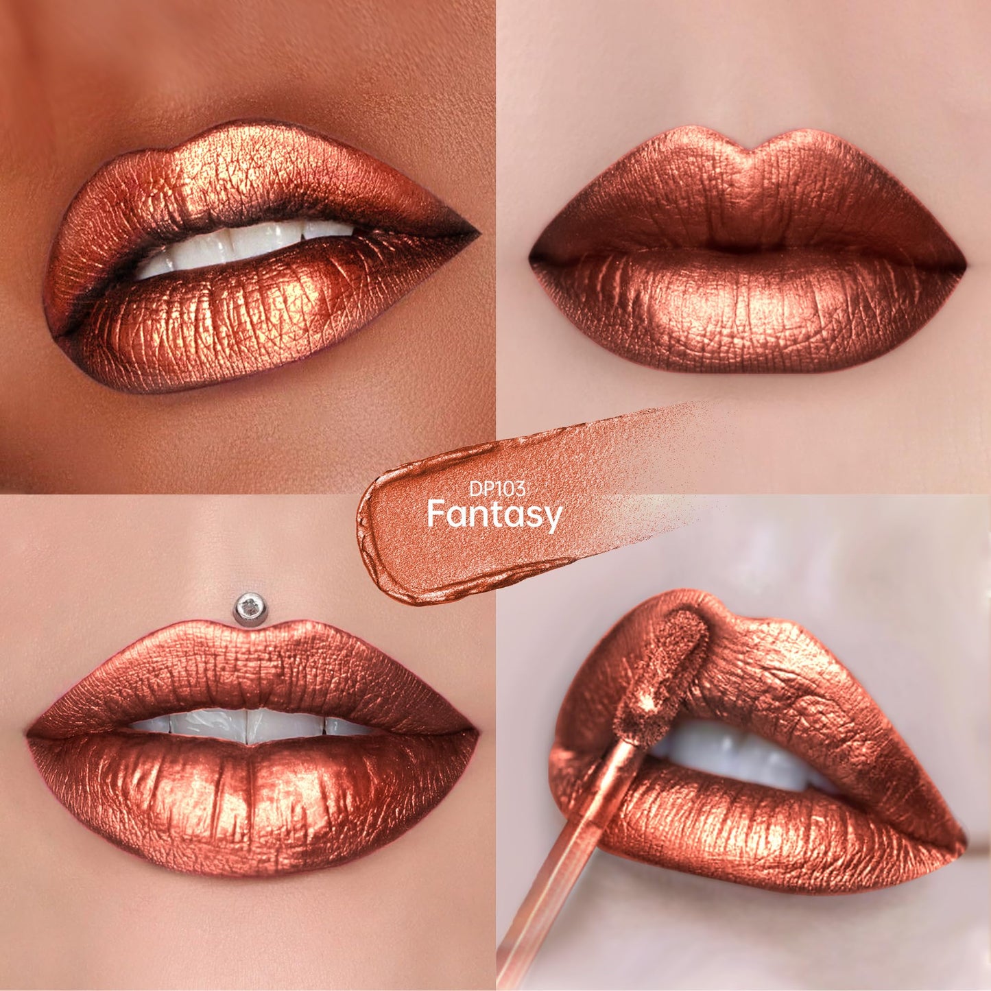Depuplum 3Pc Lipsticks Set for Women Metallic Lipstick Long Lasting Dark Red Bronze Burgundy Lip Gloss, Metal Shine Lightweight Hydrating Full Coverage Lip Color, DP103/104/107