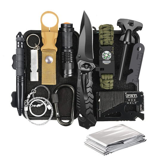 Gifts for Dad Men Husband Fathers Day, Survival Kit, Emergency Survival Gear and Equipment 14 in 1, Anniversary Birthday Gifts for Him Boyfriend, Hunting Fishing Camping Accessories, Cool Gadget