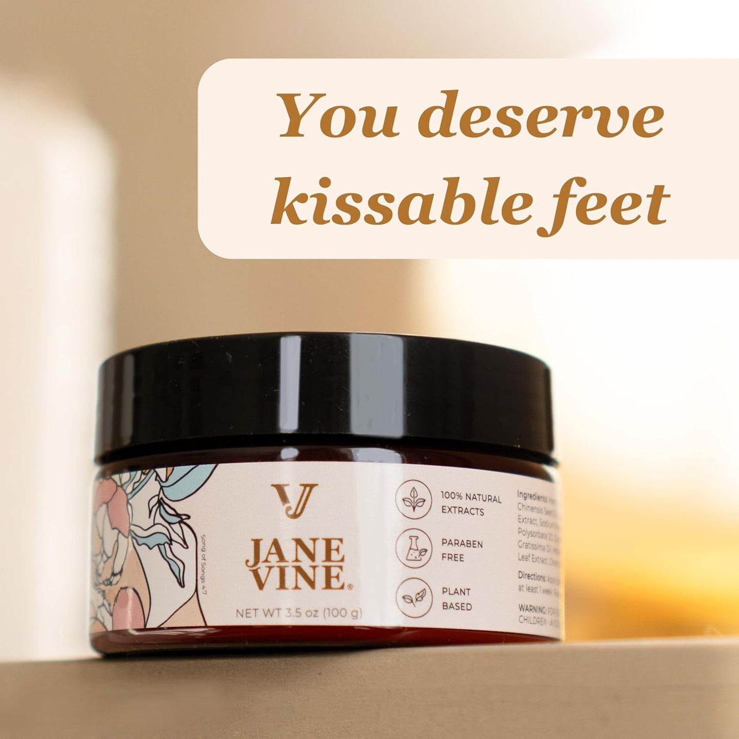 Kissable Feet Athletes Foot Cream - Soothing Relief for Itchy, Dry Skin with Tea Tree, Coconut & Chamomile | 3.5 oz