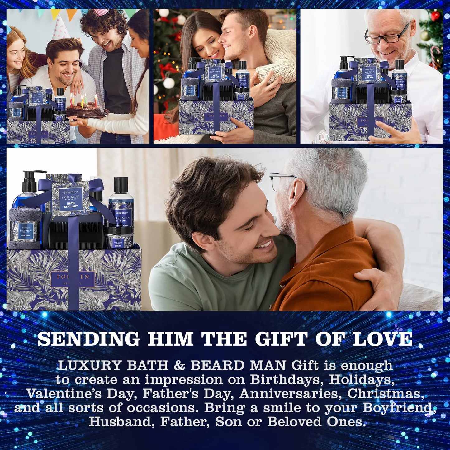 Mens Gift baskets, Birthday Gifts Spa Kit for Men Classic Perfume Bath Gift