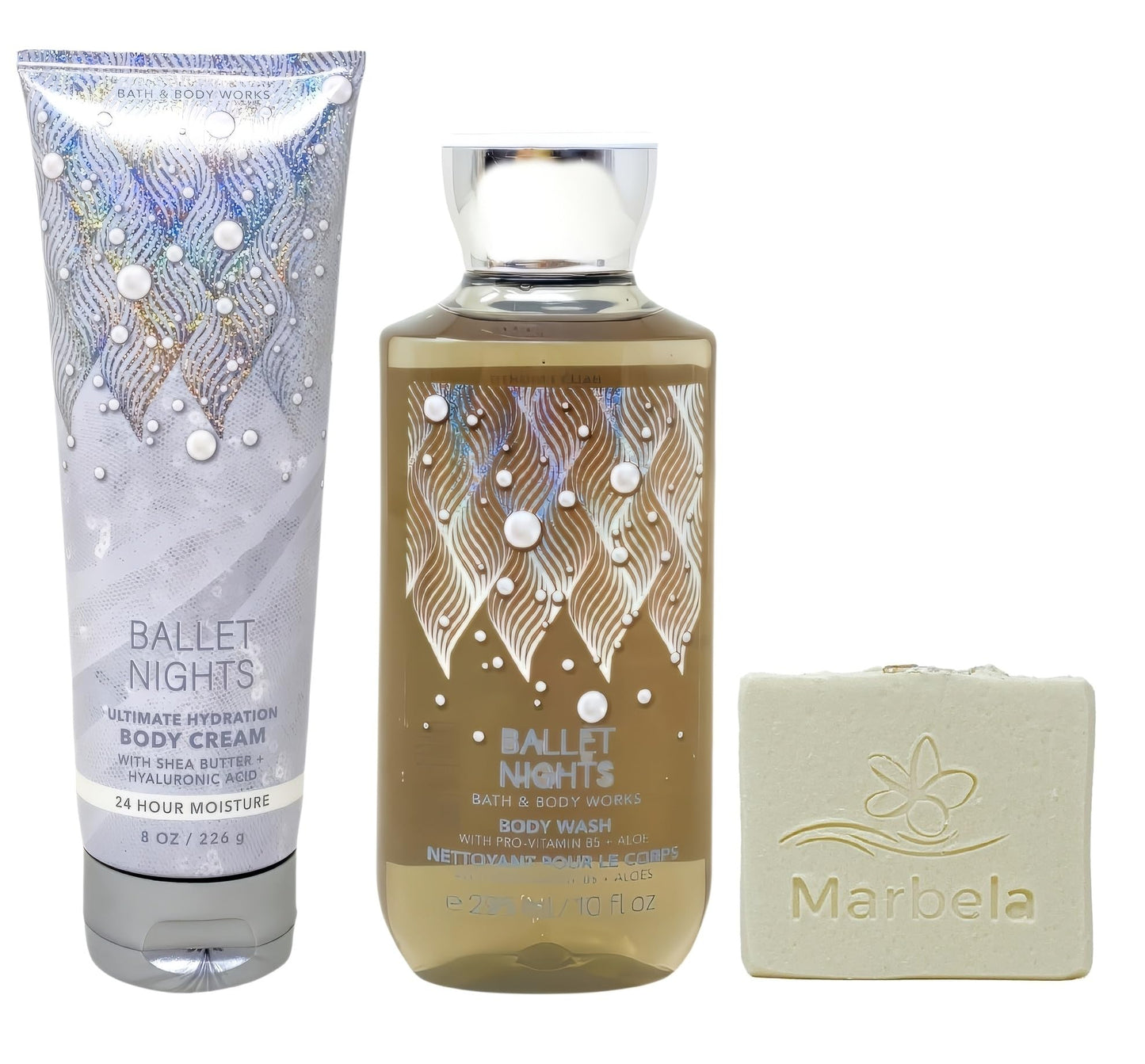 Bath & Body Works Ballet Nights Ultimate Hydration Body Cream and Body Wash with a Natural Oats Bar Soap - Full Size