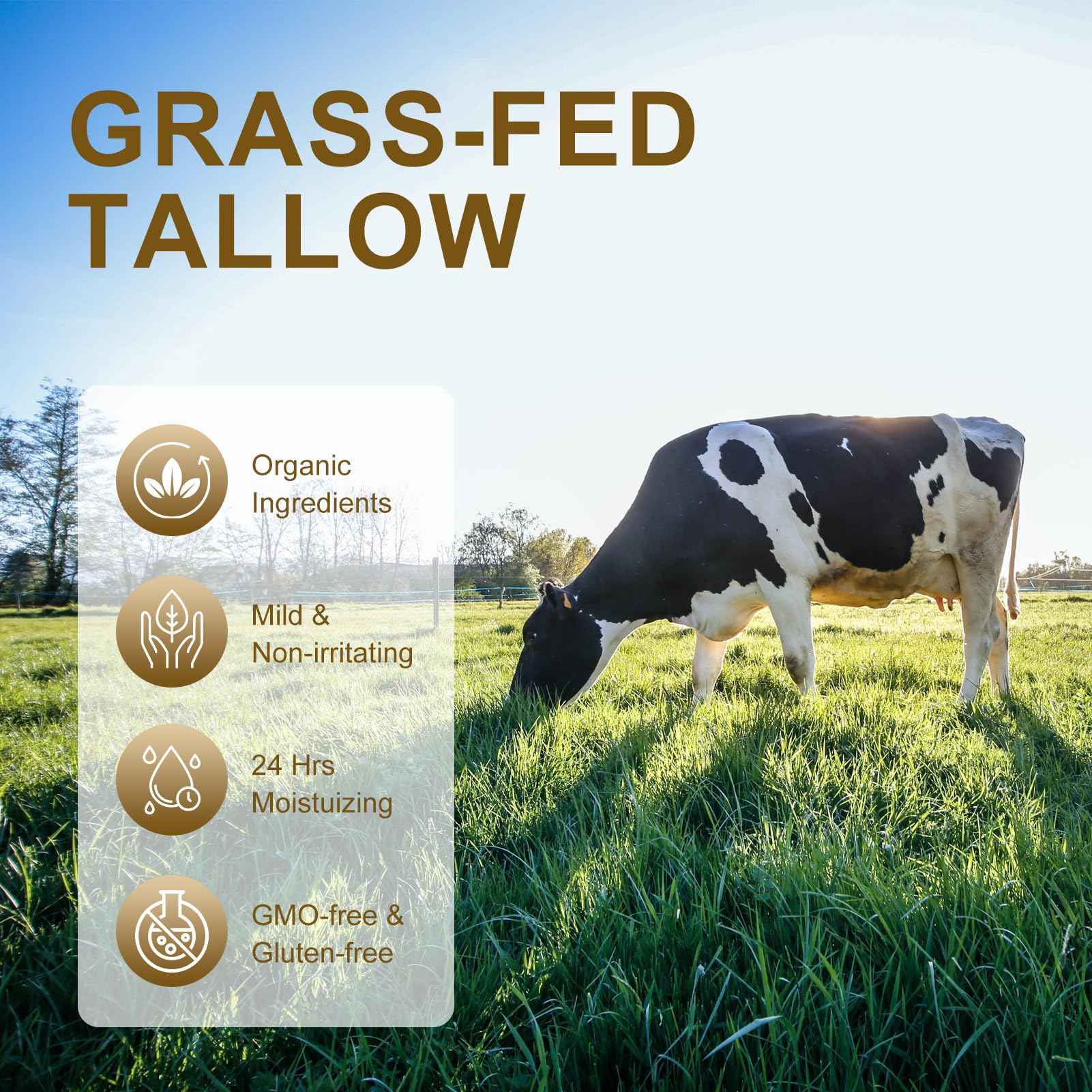 OAKSII Beef Tallow for Skin, 2.5oz Tallow Face Moisturizer, 2Pack Beef Tallow Balm with Raw Honey Moisturizing Cream for Body Lotion SkinCare