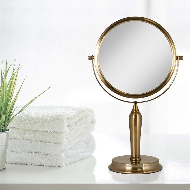 Zadro 8.75” Round Makeup Mirror - 5X/1X Magnifying, Rotating Design for Easy Use