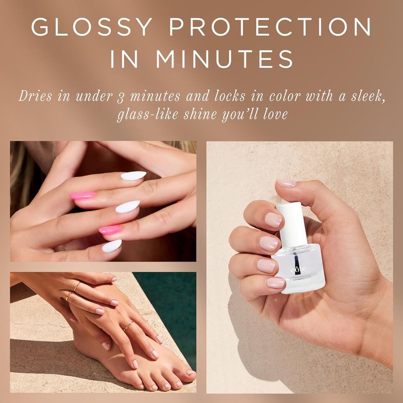 Nail Strengthener Base Coat & Quick Dry Top Coat Bundle | Fast-Drying, Chip-Resistant, Vegan, 0.27 fl oz Each