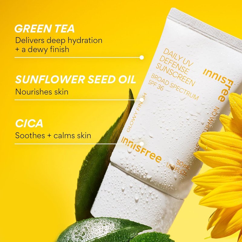 Innisfree Daily UV Defense Sunscreen & Aloe Soothing Gel Bundle | Korean SPF & Hydrating Duo