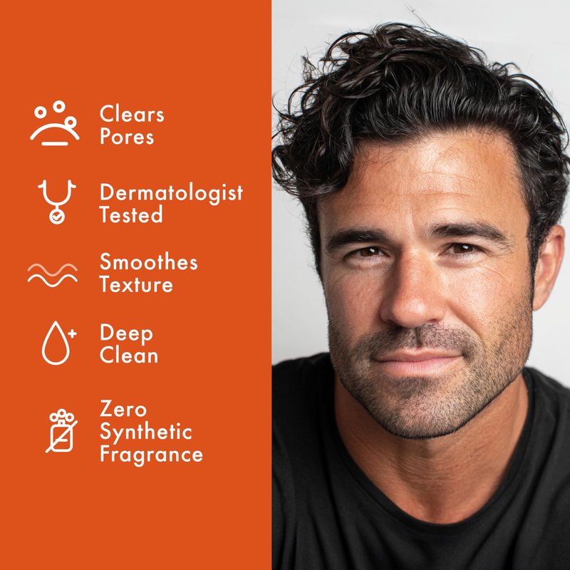 Oak Bishop Juggernaut Men's Exfoliating Face Wash - Volcanic Sand Cleanser, Mens Face Scrub for Deep Pore Clean, Smoother Skin, Bergamot, Lavender & Ginger Root, Made in USA, 3.4 fl oz