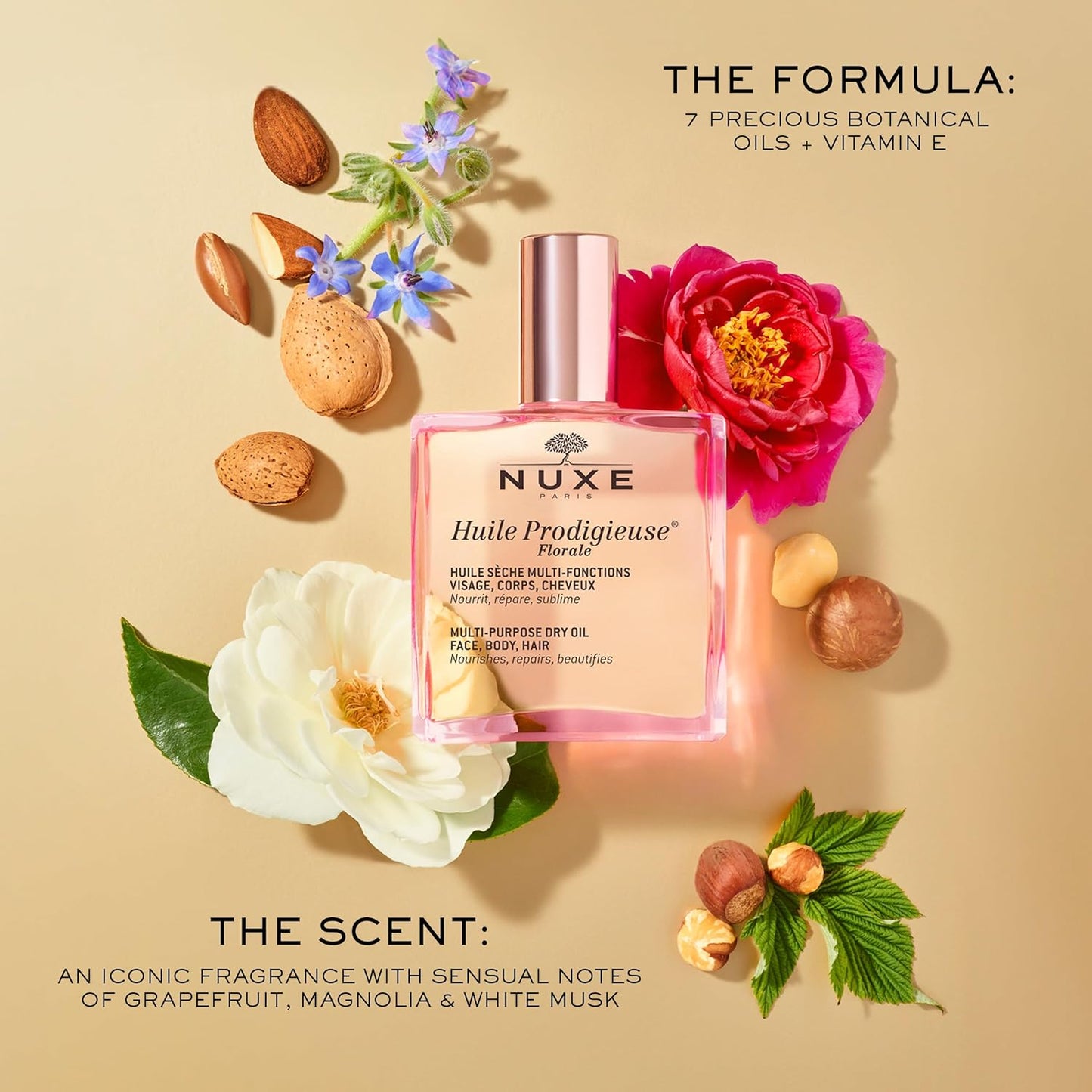 NUXE Huile Prodigieuse Floral - Multi-Use Oil for Body, Face & Hair | Hydrating & Radiant Glow