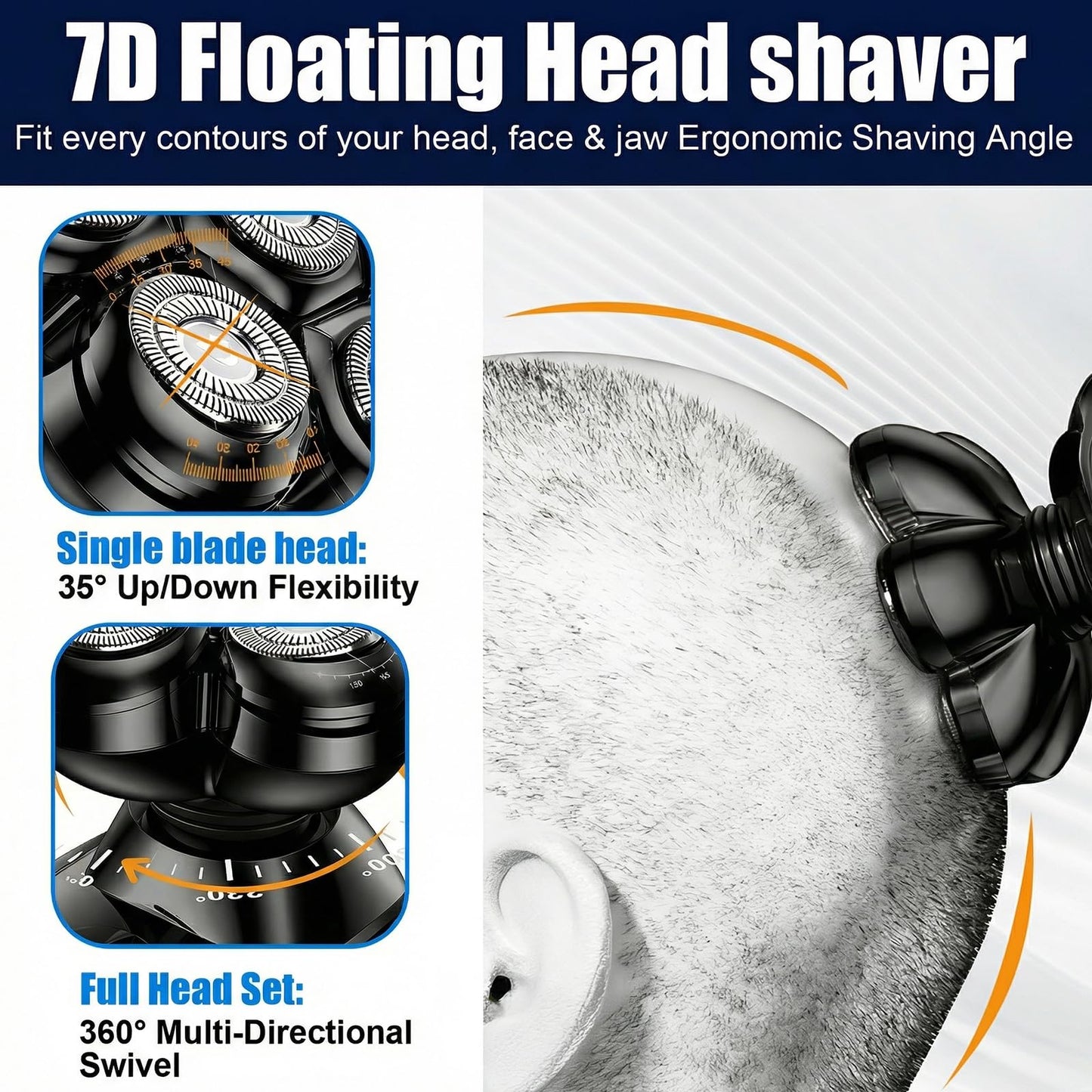 7 Head Magnetic Shaver Head Replacement, Black, 3-Pack