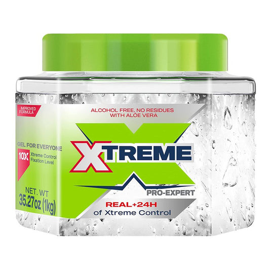 Xtreme Pro-Expert Clear Styling Hair Gel, Alcohol-Free 24-Hours Extreme Control with Aloe Vera, 35.27 oz Jar (Pack of 6)