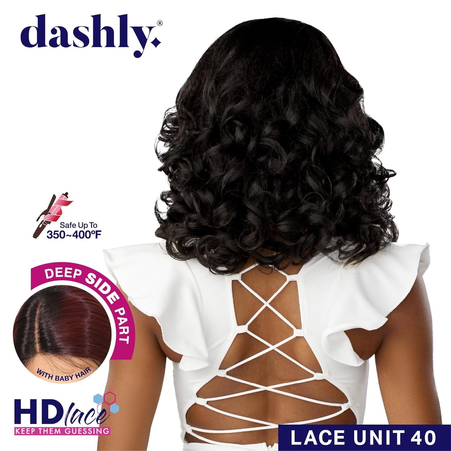 Sensationnel Dashly Lace Front Wig - Unit 40 Hand-Tied Synthetic Lace Part | Ear-to-Ear, Color CH30
