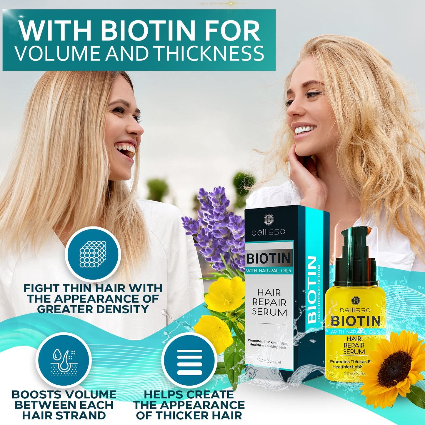 BELLISSO Biotin Shampoo and Conditioner Set and Biotin Hair Thickening Serum