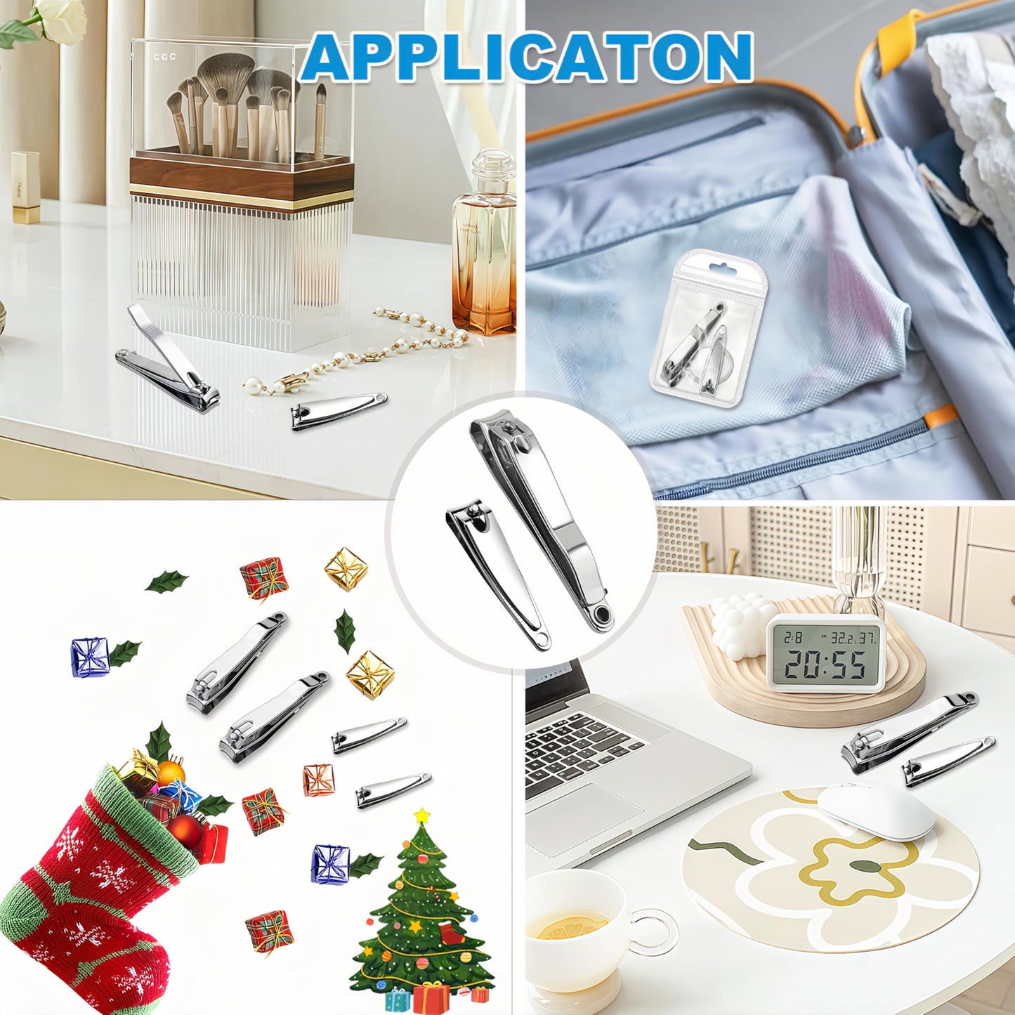 Keeshibao Nail Clippers Bulk Pack, Toenail Fingernail Nail Clippers with Keychain Ring for Men Women Adult 8-Piece Stainless Steel Toe Nail Clippers for Travel, Gifts, Homeless Care(Large & Small)