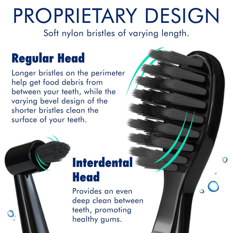 Sonic-FX Solo Electric Toothbrush w/ 10 Brush Heads + 1 Interdental, Charcoal Bristles, Rechargeable, Charging/Storage Base, 3 Brush Modes, Smart Timer, 2 Months Use on Full Charge, Black Color