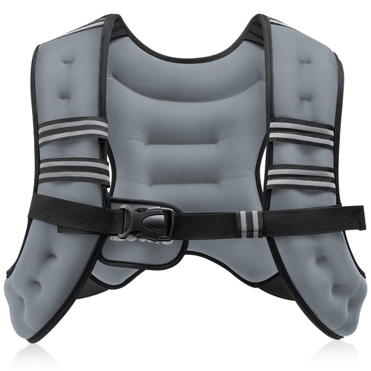 ZELUS Weighted Vest, 6lb/8lb/12lb/16lb/20lb/25lb/30lb Weight Vest with Reflective Stripe for Workout, Strength Training, Running, Fitness, Muscle Building, Weight Loss, Weightlifting, Grey(8 lb)