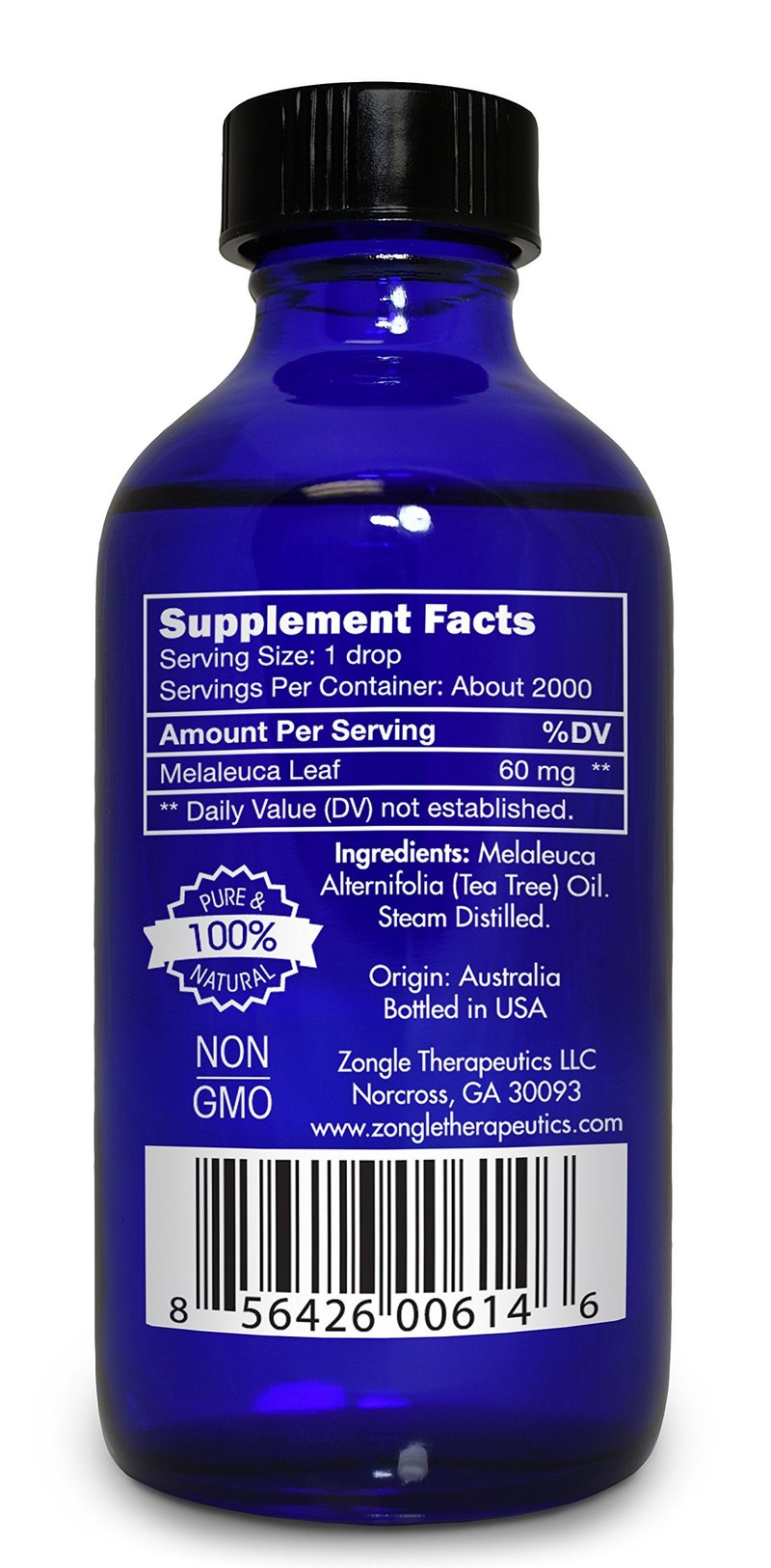 Tea Tree, Melaleuca, Oil, Food Grade – 100% Pure, Tea Tree Essential Oil, by Zongle Therapeutics, 4 OZ