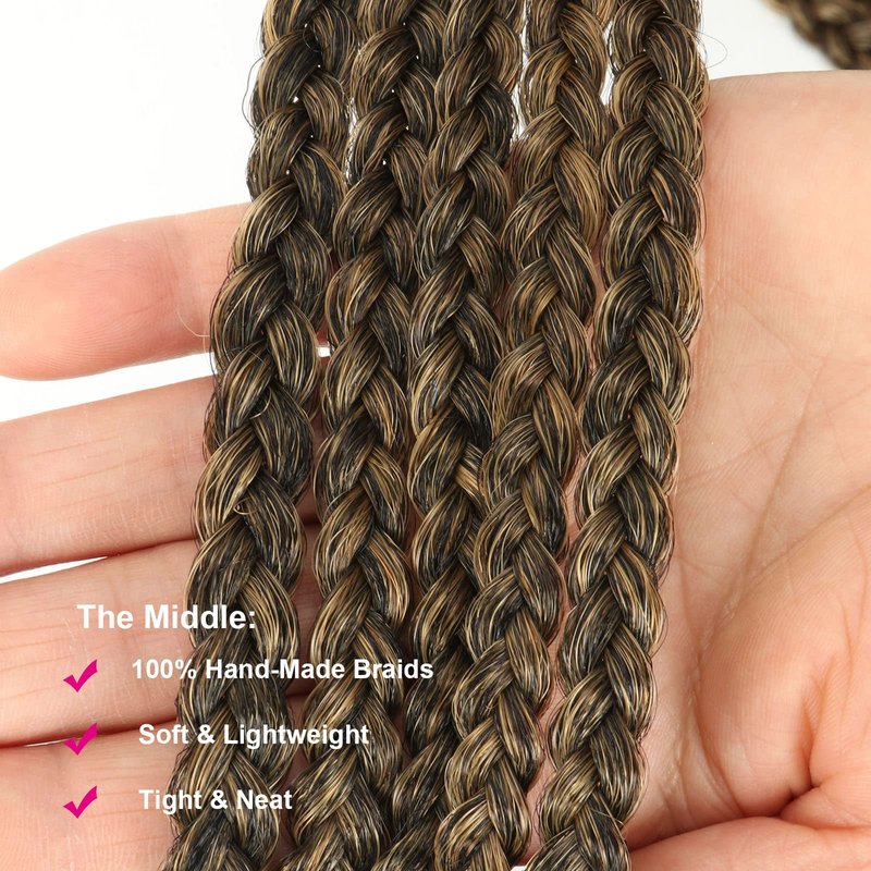 Ombre Blonde Crochet Box Braid 30inch 6Packs Midium Size Premium Synthetic Crochet Braids Waist Length Individually Prelooped Handmade Soft Braids Hair Extension For Girls Women(30inch M1B27)