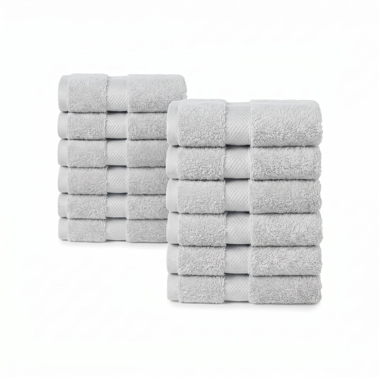 TOWELTIQUE Organic Cotton Wash Cloths, Feather-Touch, 12 Pack – Light Gray