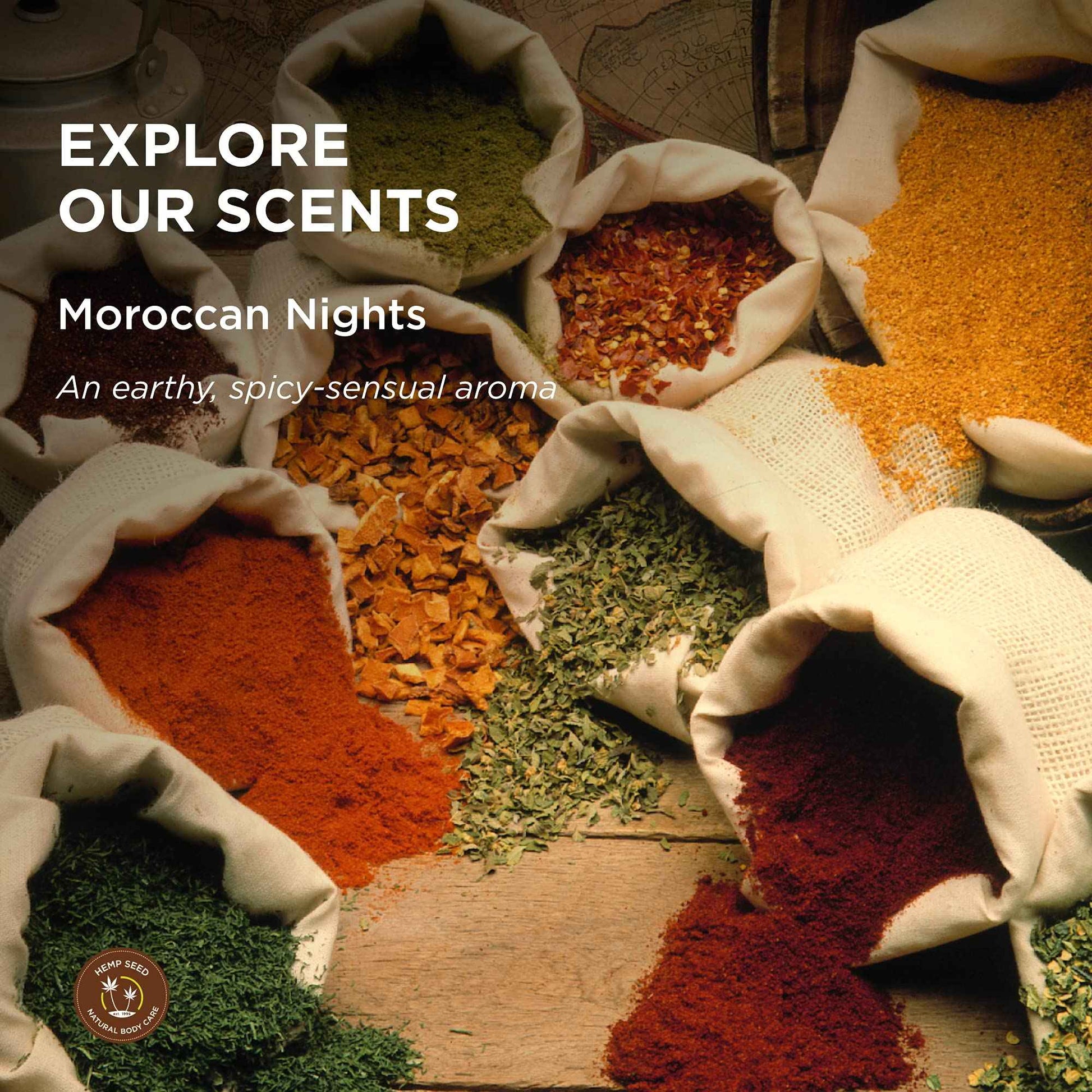 Hemp Seed Moisturizing Oil Spray, Moroccan Nights - 8 oz - Smooth, Moisturize & Protect Skin - With Vitamin E + Hemp Seed, Coconut & Avocado Oils - Vegan, Cruelty Free