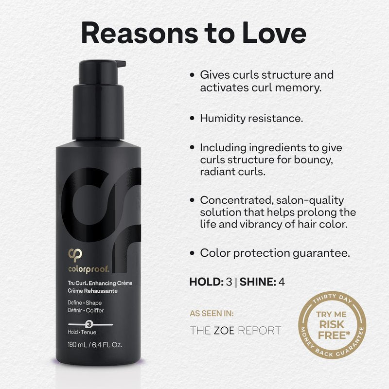 Colorproof Tru Curl Enhancing Crème 6.4 Fl oz. Curl Creme with Black Currant, Jasmine & Peach Scent, Anti-Frizz, Humidity Control & Nourishing Curl Cream for Curly Hair Formula