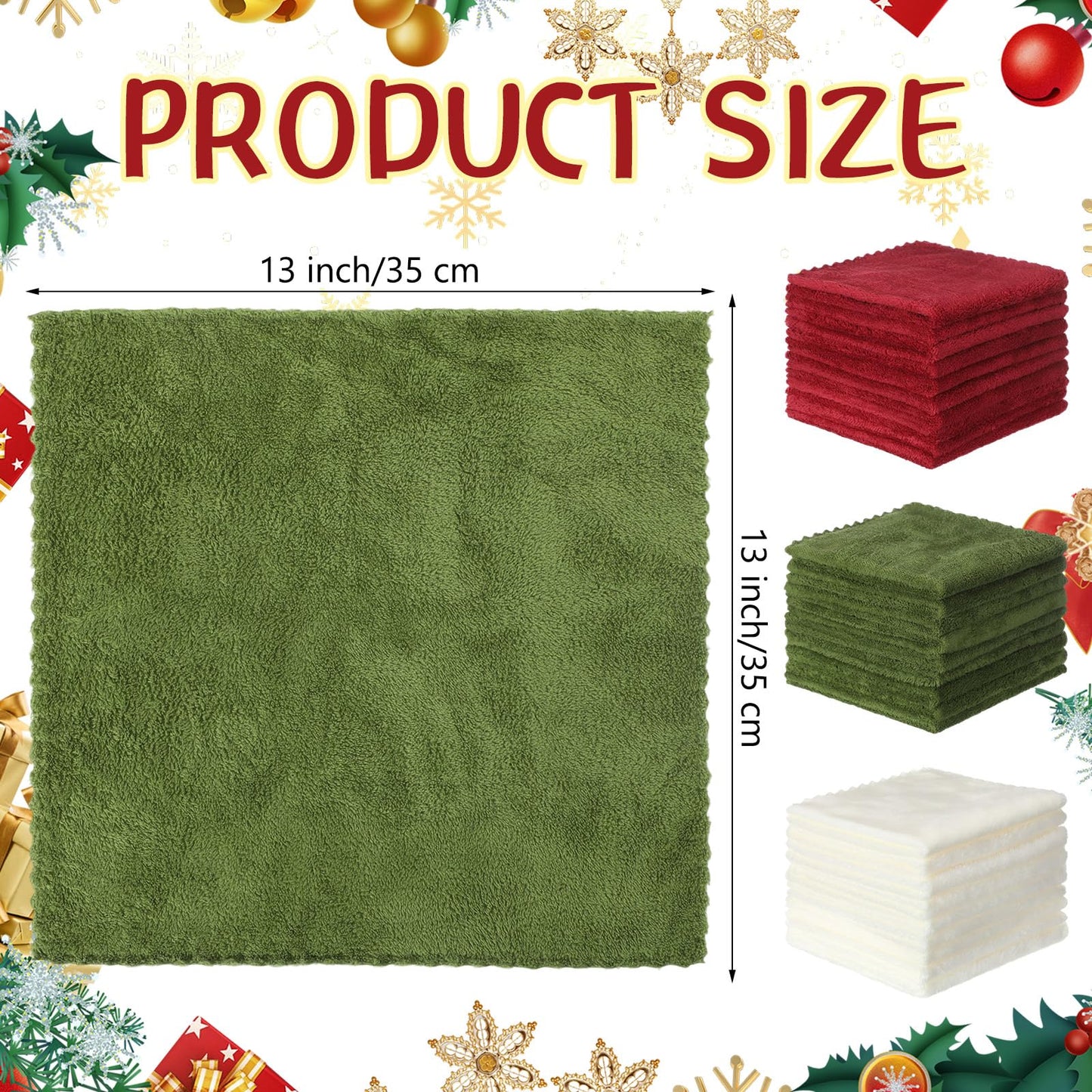 Newwiee 40 Pcs Wash Cloth Bulk Cotton Bath Hand Face Washcloths Soft Quick Drying Towel for Women Bathroom Washing Body Viscose Fiber Multipurpose Fingertip Rags (13 x 13 Inch,Green, Red, White)