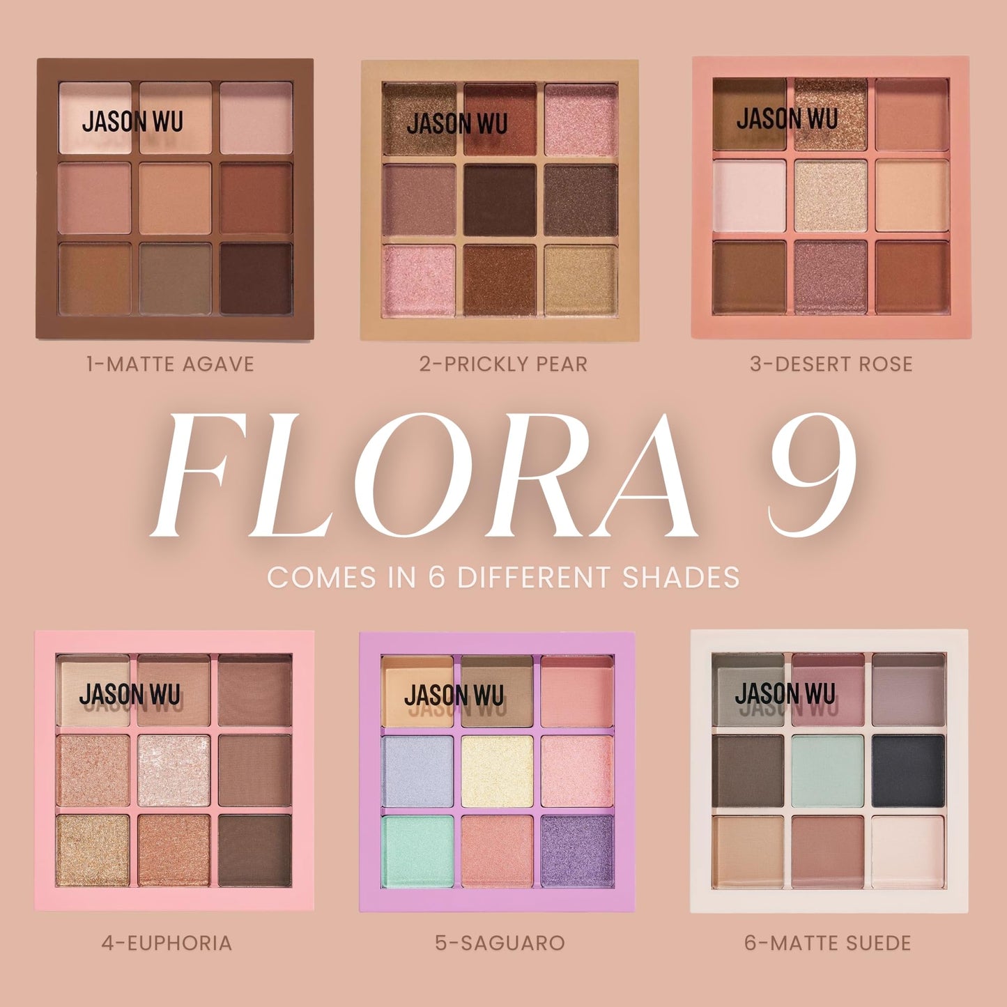 Jason Wu Flora 9 Eye Shadow Pallete - 9 Pigmented, Buildable, Blendable Color Pallete - 0.19 Oz - 01 Matte Agave