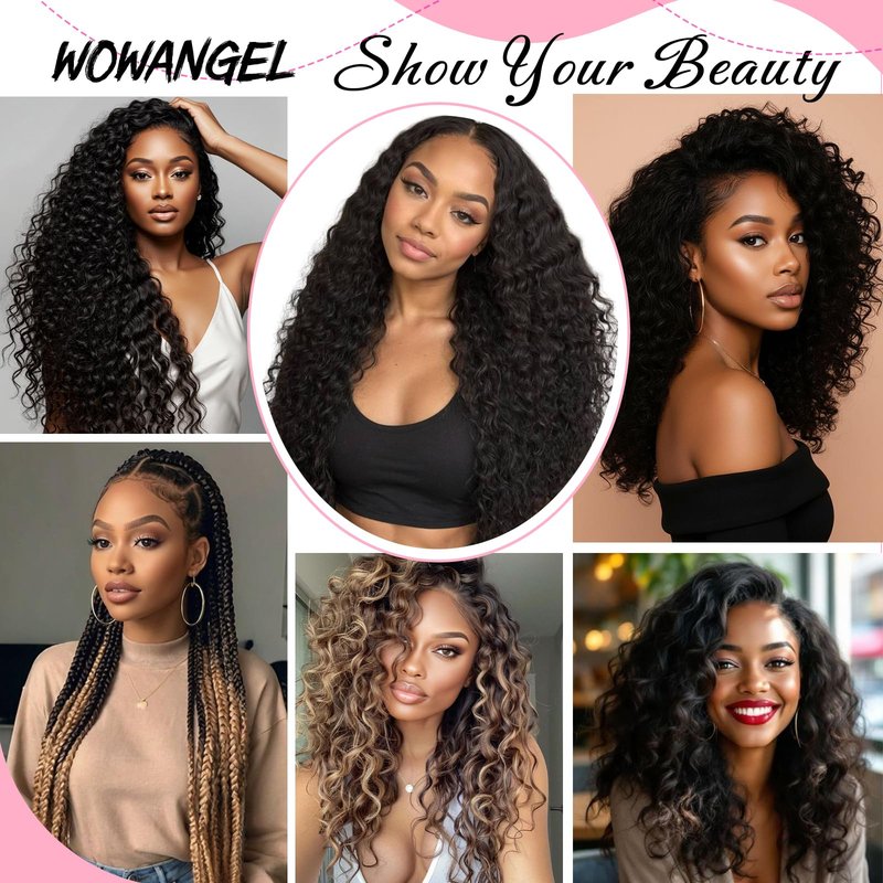WOWANGEL Extensions Human Hair,12,Natural Black (1B)