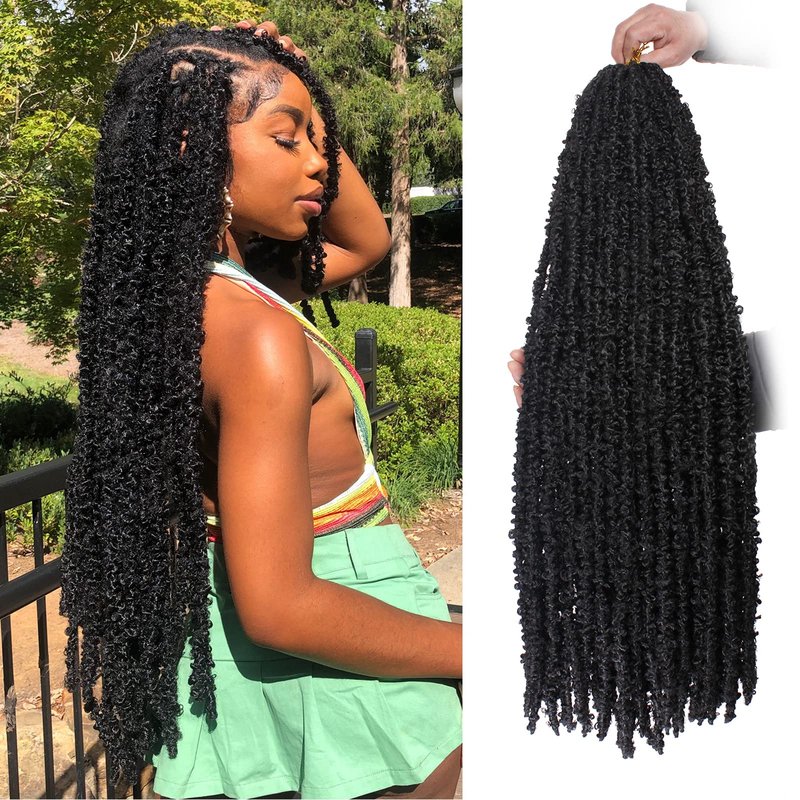 ZRQ 36 Inch Butterfly Locs Crochet Hair 6 Packs Pre-looped Distressed Locs Long Butterfly Locs Crochet Braids Hair Synthetic Goddess Locs Hair Extensions for Women (36 Inch,1B#)