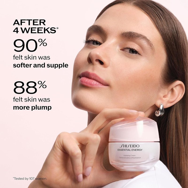 Shiseido Essential Energy Hydrating Cream - Reduces Pores & Fine Lines | 24-Hour Hydration, Vegan, All Skin Types