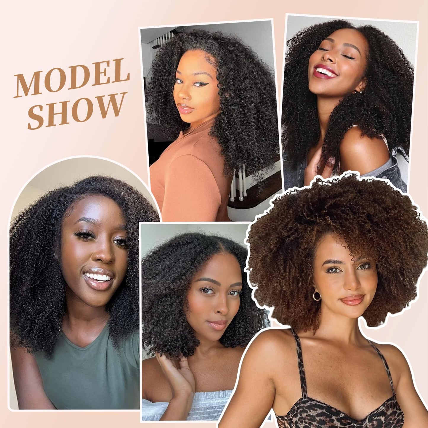 Afro Kinky Curly Clip Ins Human Hair 4C Hair Clip in Extensions Real Natural Human Hair for Black Women 8 pecs with 20 Clips 120g Dark Brown Color 12 Inch