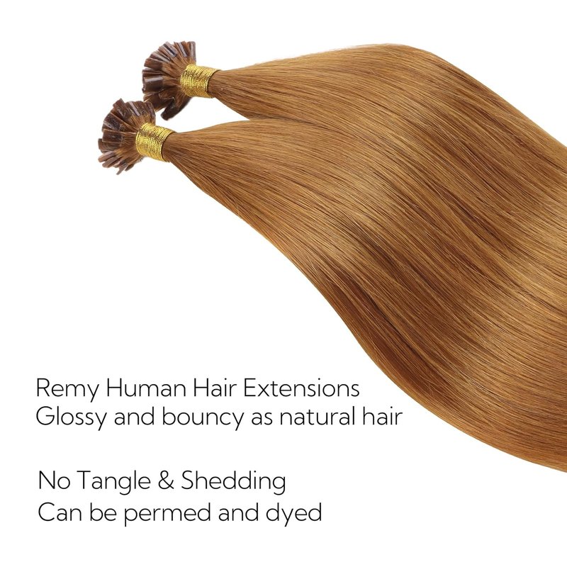 U Tip Hair Extensions - 16 Inch 50g Auburn Ginger Pre-Bonded Keratin Fusion Extensions