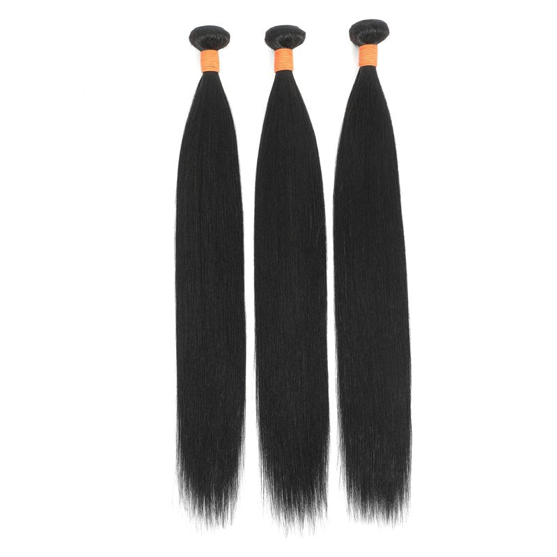 Lolatemi Straight Bundles Human Hair 16 18 20 Inch 3 Bundles 100% Unprocessed Brazilian Virgin Human Hair Straight Weave Bundles Natural Color