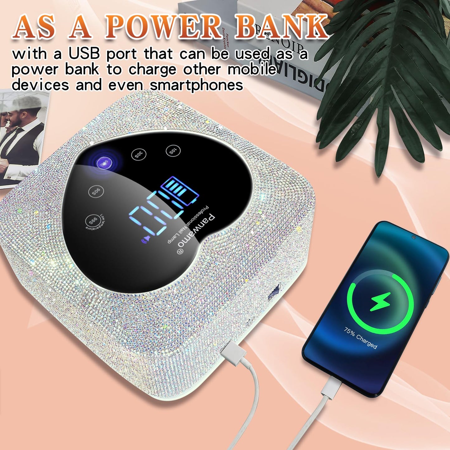 Rechargeable UV LED Nail Lamp,72W Cordless UV Light for Nails with Removable Bottom,Professional Curing Lamp for Gel Nails with 30 Beads,5 Timer Setting Nail Light and LED Touch Screen Gel Nail Dryer