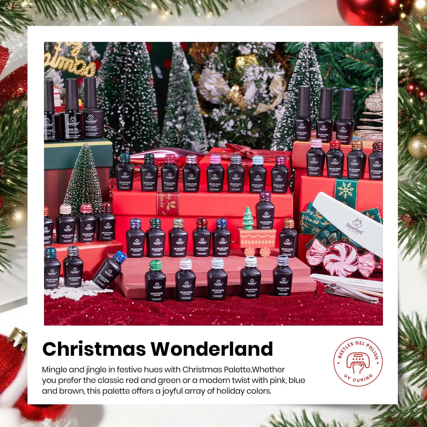Beetles Gel Nail Polish Set – Spectrum Red Green Glitter Gel Polish, 36 Colors Soak Off UV LED Long Lasting Nail Gel Kit for Manicure Gifts for Women