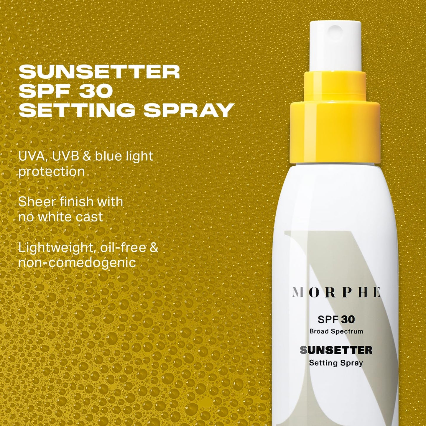 Morphe Sunsetter Spectrum Setting Spray - Broad Spectrum SPF 30 Makeup Setting Spray - Oil-Free Face Mist with No White Cast - Protects Against Sun & Blue Light (3.4 fl oz)