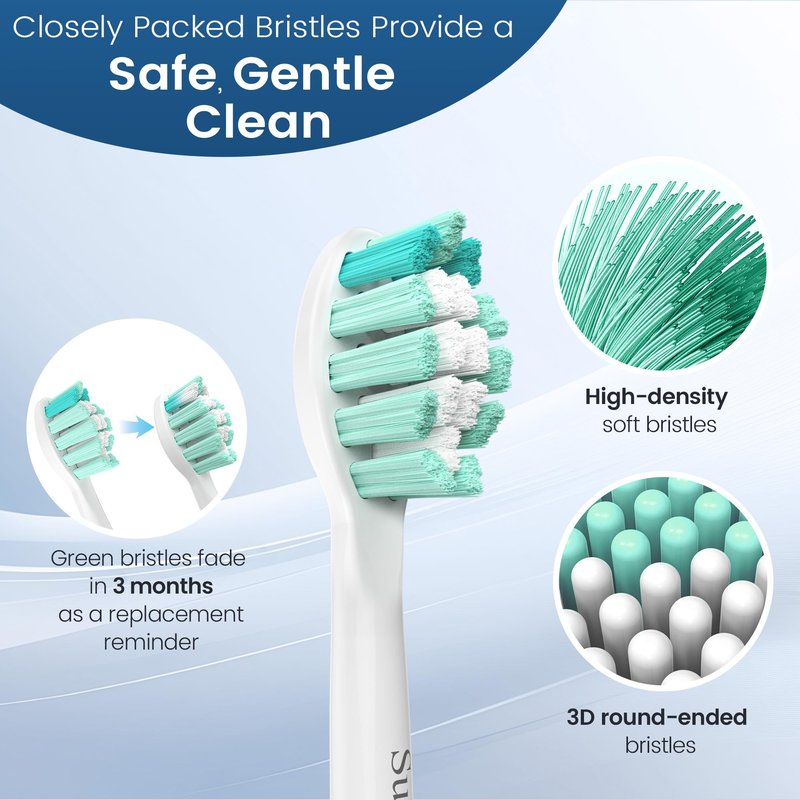 SuitShine Replacement Toothbrush Heads Compatible with Philips Sonicare and More Click-on Handles 8 Pack Blackwhite