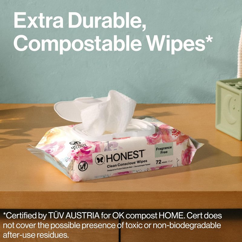Baby Wipes for Sensitive Skin - Hypoallergenic & Fragrance-Free | 576 Count (Rose Blossom Design)