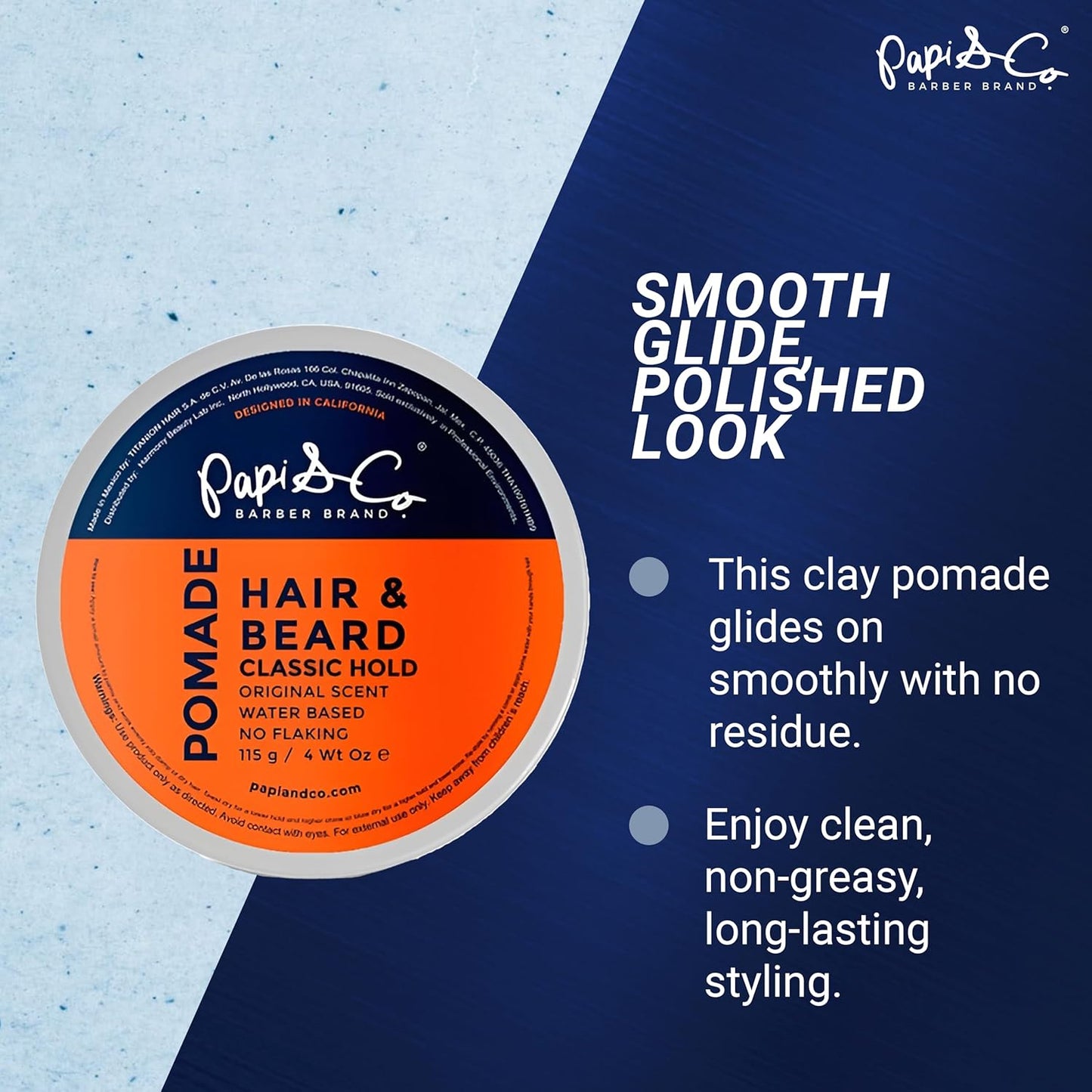 Men’s Water-Based Pomade | Versatile Hair Styling Product with No Residue & Classic Hold - 115g