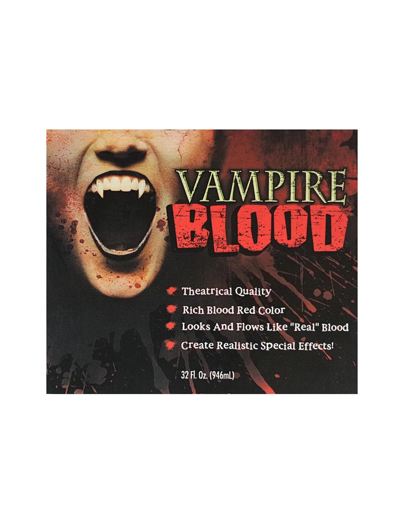 VAMPIRE BLOOD, Realistic Fake blood - 32oz - Theatrical Quality, Richly Pigmented Red Fake Blood for Halloween, Vampire, Zombie, Costume, Special Effects Makeup