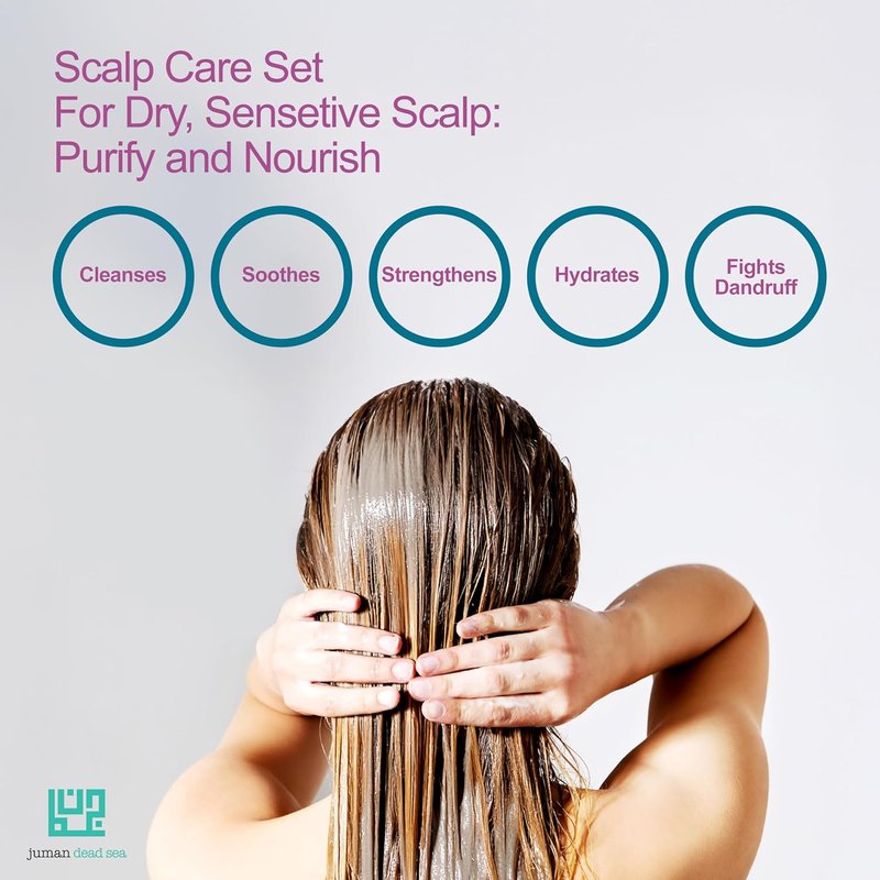 Dead Sea Minerals Shampoo & Conditioner Set - Scalp Care for Dry, Sensitive Skin | Vegan, Sulfate & Paraben-Free | Pack of 2