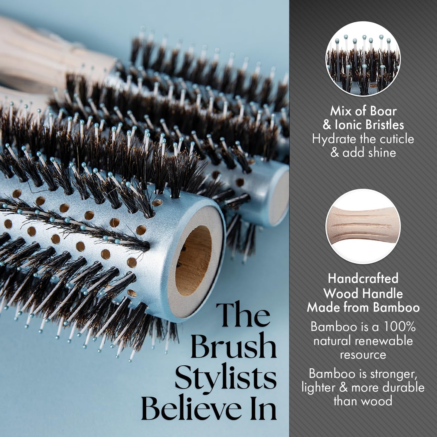 Olivia Garden EcoHair Combo Vent Round Bamboo Hair Brush EH-COV34 (2 5/8")