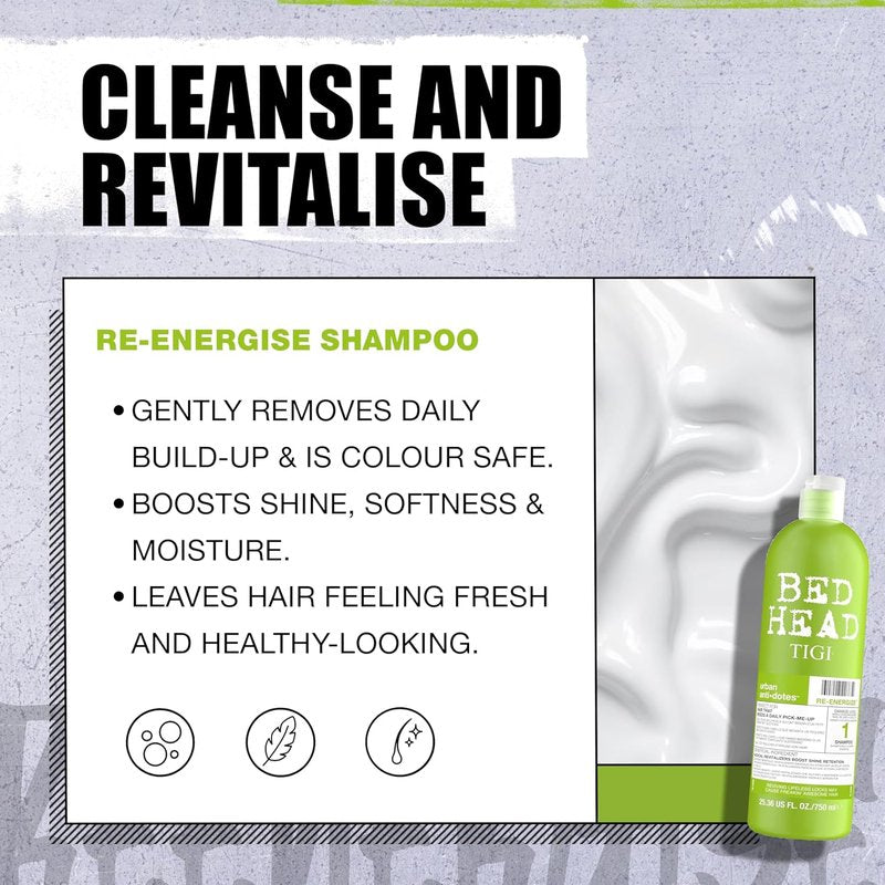 Bed Head Urban Antidotes Daily Shampoo & Conditioner Set - 25.36 Fl Oz | Re-Energize Hair