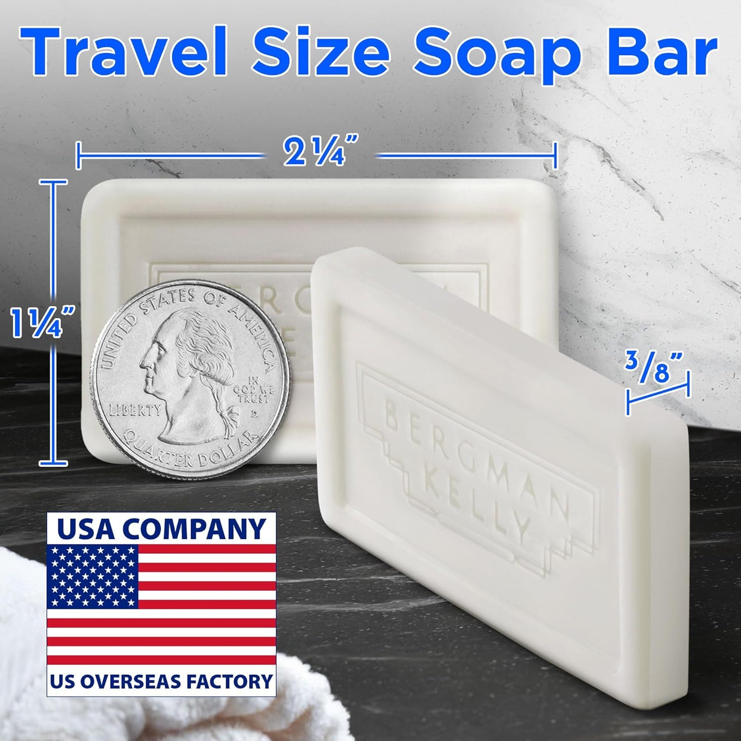 Bergman Kelly Hotel Soap Bars - White Tea Luxury Mini Soap | 0.5 oz, 200 Pack for Travel & Guest Bath