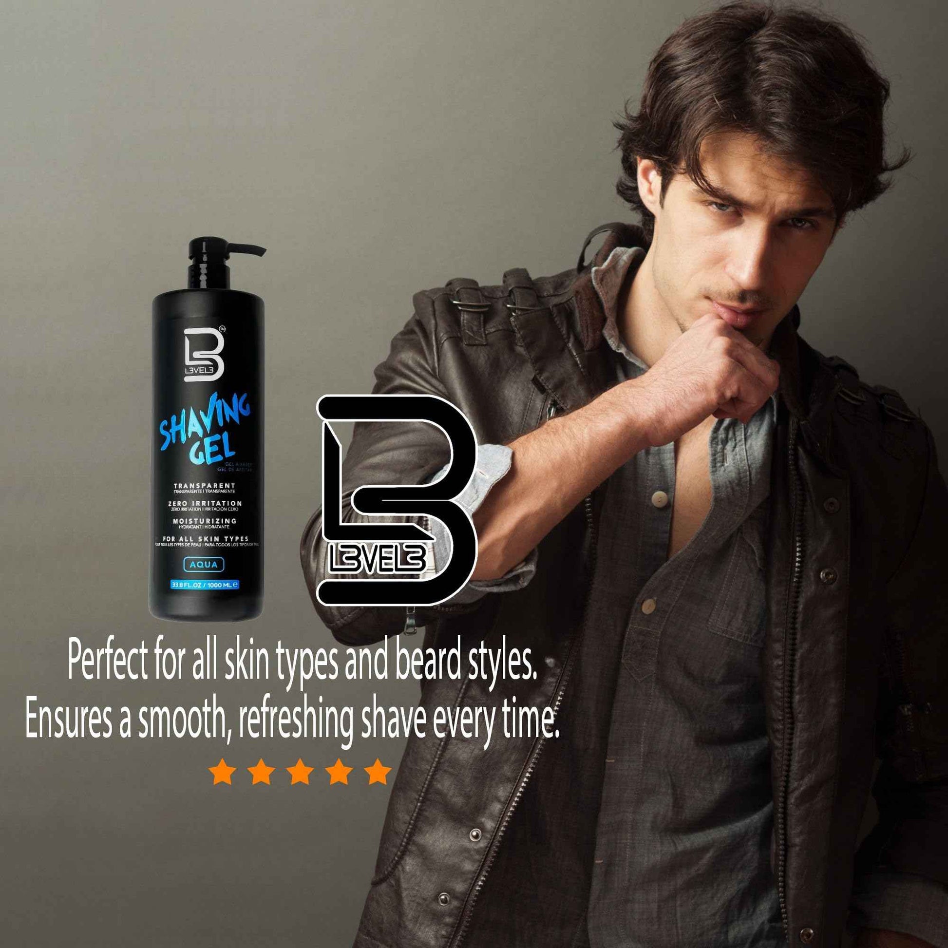 L3 - Level 3 Shaving Gel - Straight Razor Shave Gel - Non-Irritating - Refreshing Smell - No Hot Towel Necessary - Level Three Razor Gel (Aqua - Large)