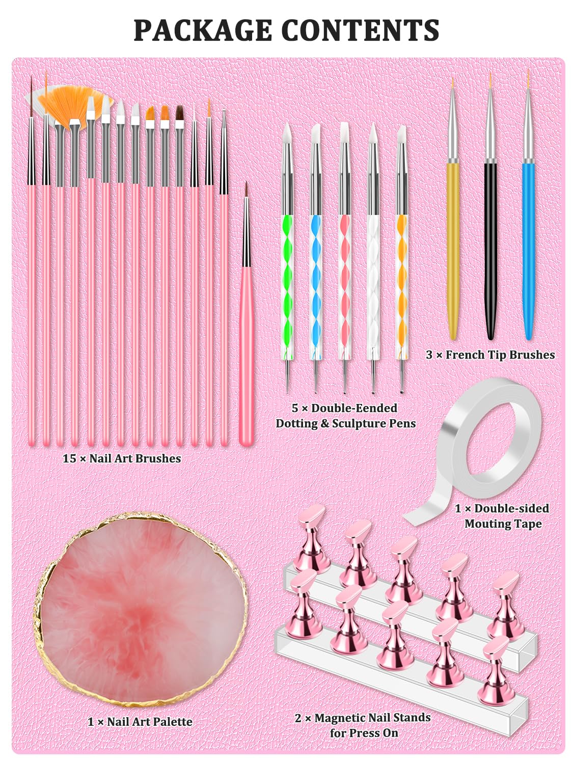 YOOVR Nail Art Design Tools, Nail Stand Holder for Painting Nails, Nail Art Brushes, Nail Dotting Sculpting Gel Tool, French Tip Tool Liner Brushes, Resin Nail Art Palette, Nail Stuff for Nail Techs