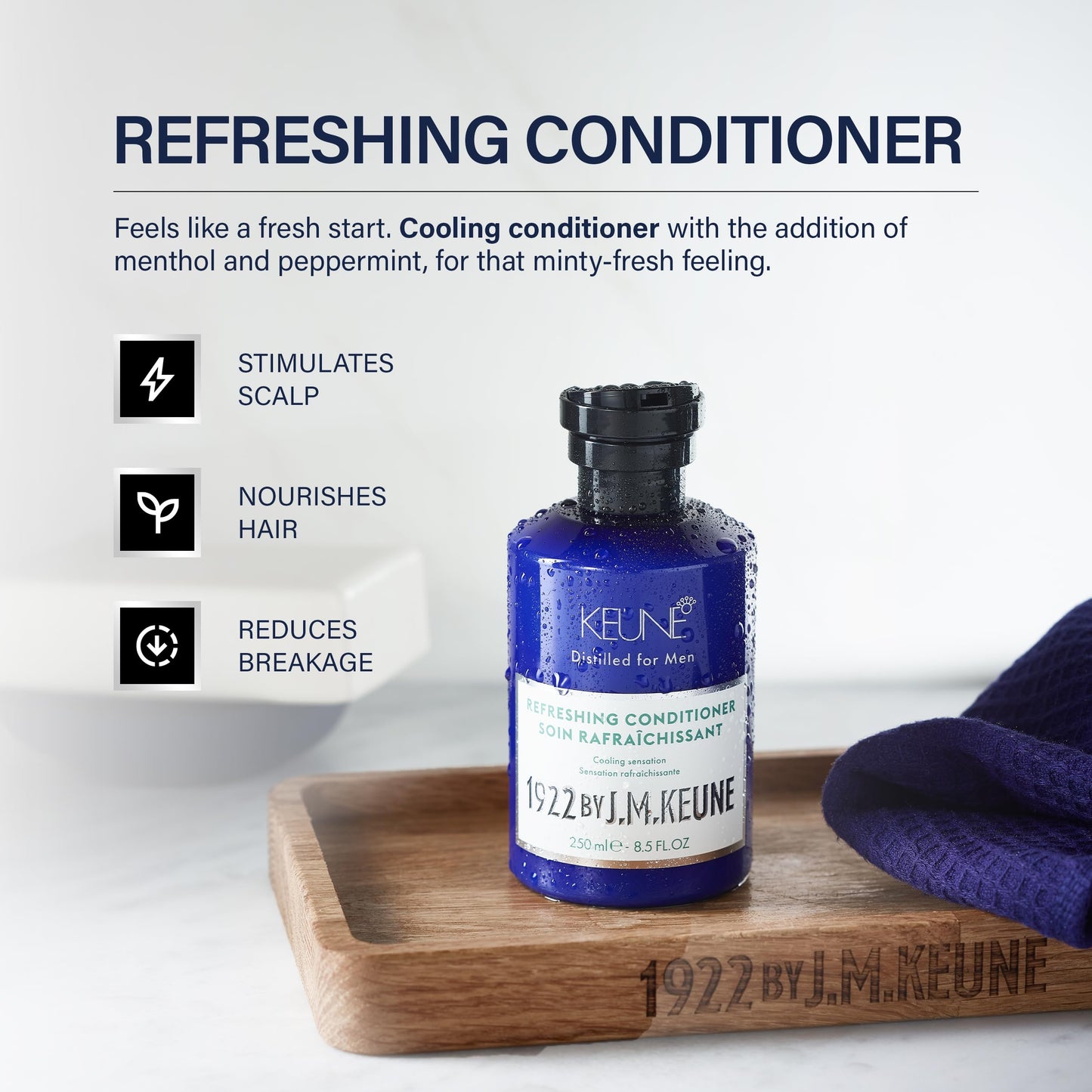 1922 by J.M. Keune Refreshing Conditioner, Cooling & Stimulating Conditioner for Men, 8.5 Fl Oz