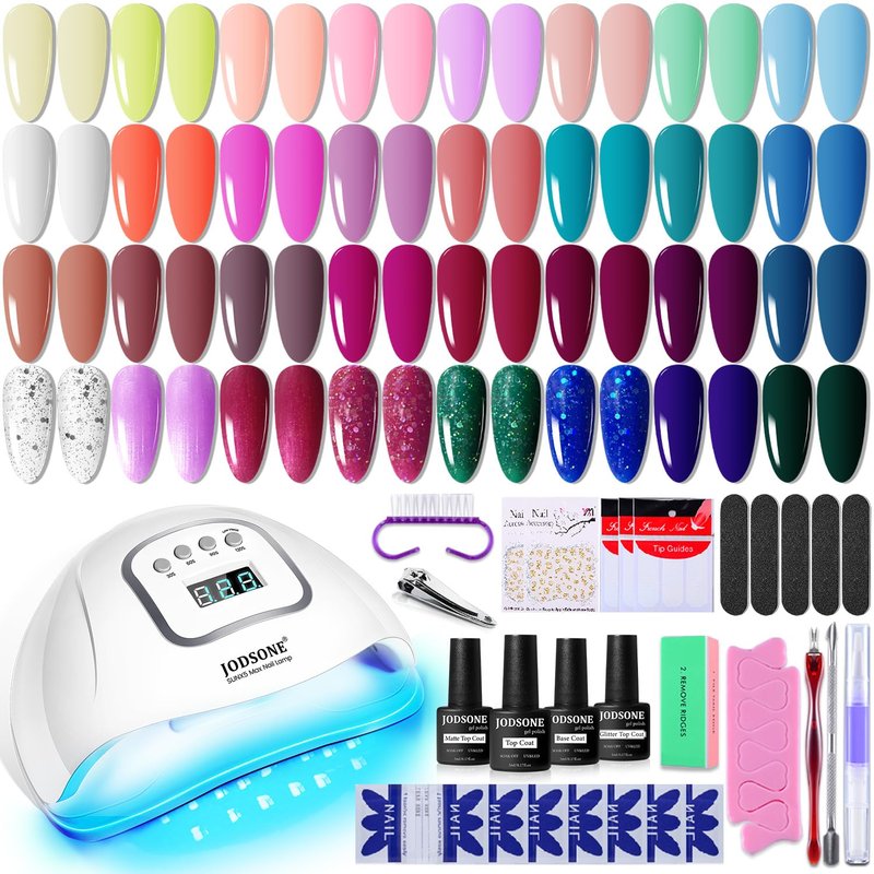 Gel Nail Polish Kit - 32 Colors with UV Light | Soak Off Nail Art Set for DIY Manicure
