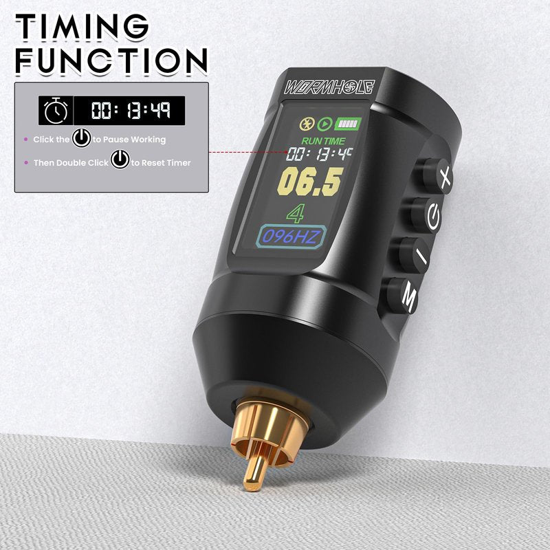 Wormhole Tattoo 1,800mAh Tattoo Battery Tattoo Gun Kit Wireless Tattoo Machine Kit Complete Tattoo Kit Tattoo Pen Kit with LED Digital Display for Artist WTK286