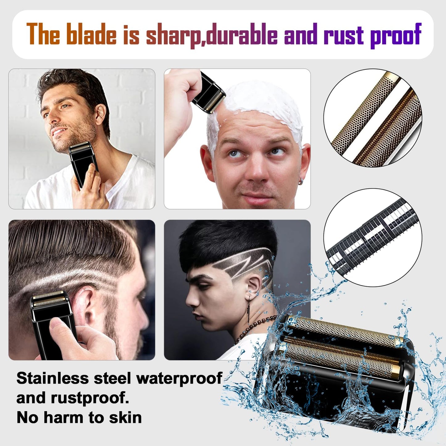 2Pack Shaver Replacement Foil and Cutters compatible with BaBylissPRO Double FXFS2 Metal shaver foil replacement (Black-2PCS)