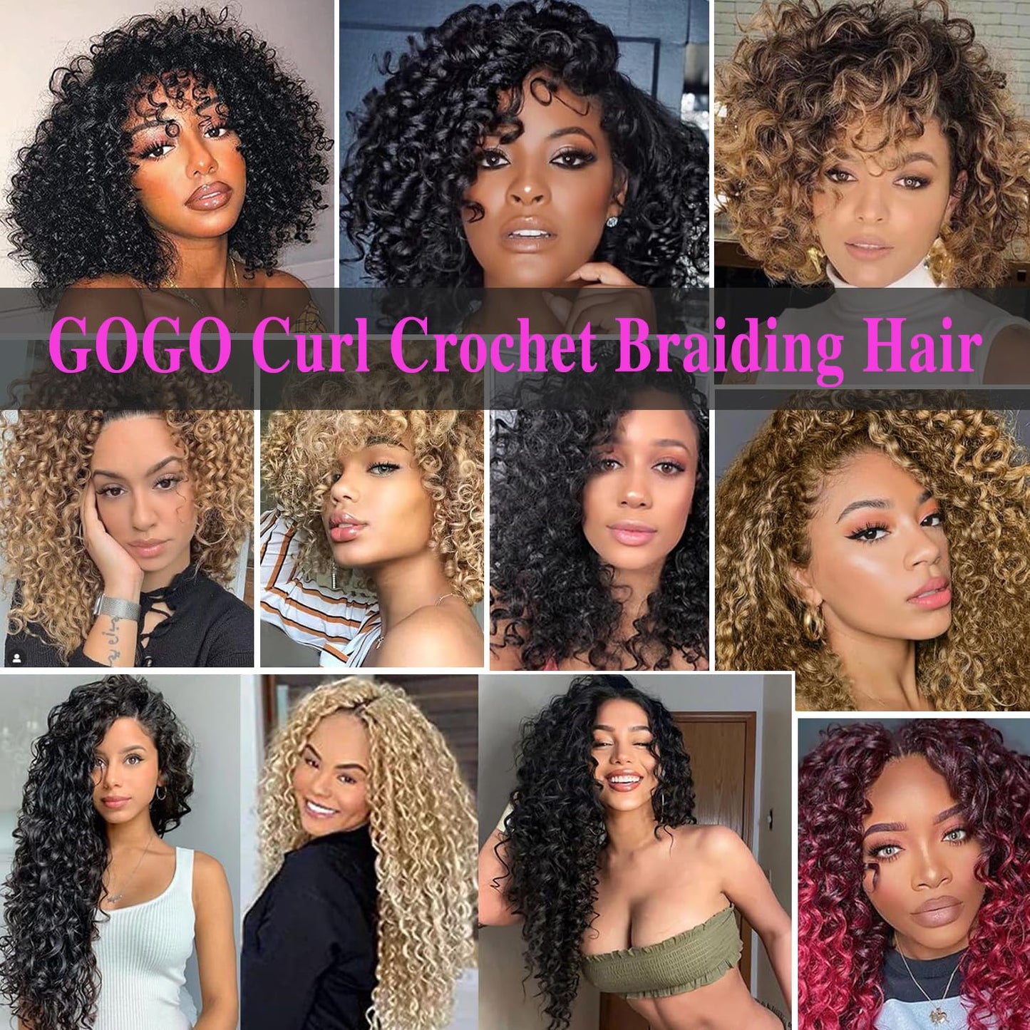 XSASLYET GoGo Curl Crochet Hair for Black Women, 10 Inch 8 Packs Pre Looped Synthetic Water Wave Braids, Deep Wave Curly Crochet Hair Extensions (1B/Grey)